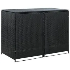 VidaXL Containerberging Dubbel 148x80x111 Cm Poly Rattan Zwart