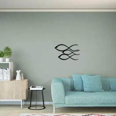 Homemania Wanddecoratie Vissen 50x30 Cm Staal Zwart - Afbeelding 2