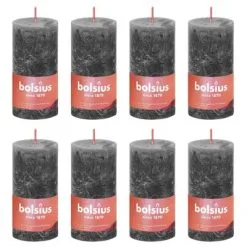 Bolsius Stompkaarsen Shine 8 St Rustiek 100x50 Mm Stormgrijs