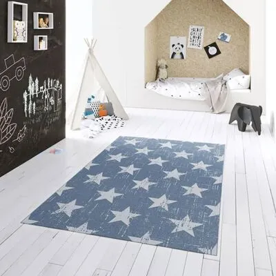 Dutch-lifestyle Dutch Lifestyle Kindervloerkleed Miami Sterren 120x170 Cm Blauw - Afbeelding 2