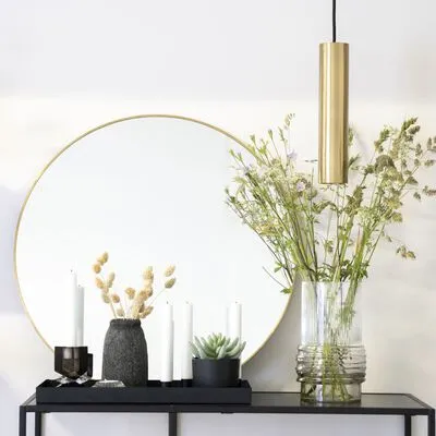 House Nordic Spiegel Daisy Rond Messing - Afbeelding 2