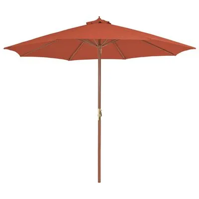 VidaXL Parasol Met Houten Paal 300 Cm Terracotta
