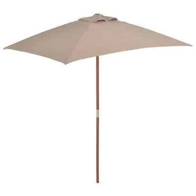 VidaXL Parasol Met Houten Paal 150x200 Cm Taupe