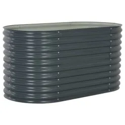 VidaXL Plantenbak Verhoogd 160x80x81 Cm Gegalvaniseerd Staal Grijs