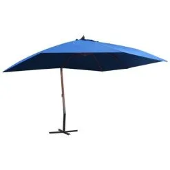 VidaXL Zweefparasol Met Houten Paal 400x300 Cm Blauw