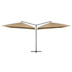 VidaXL Parasol Dubbel Met Stalen Paal 250x250 Cm Taupe