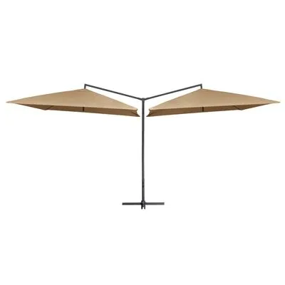 VidaXL Parasol Dubbel Met Stalen Paal 250x250 Cm Taupe