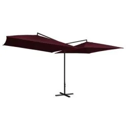 VidaXL Parasol Dubbel Met Stalen Paal 250x250 Cm Bordeauxrood
