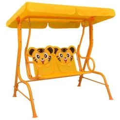 VidaXL Kinderschommelbank 115x75x110 Cm Stof Geel