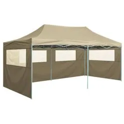 VidaXL Partytent Met 4 Zijwanden Inklapbaar 3x6 M Staal Crème