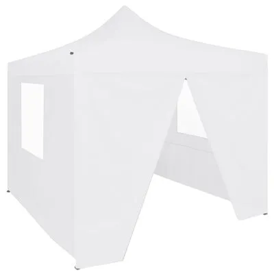 VidaXL Partytent Met 4 Zijwanden Inklapbaar 2x2 M Staal Wit
