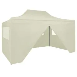 VidaXL Partytent Met 4 Zijwanden Inklapbaar 3x4 M Staal Crème