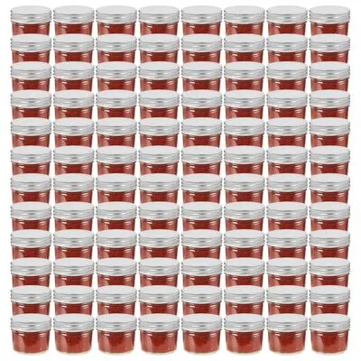 VidaXL Jampotten Met Zilverkleurige Deksels 96 St 110 Ml Glas - Afbeelding 2