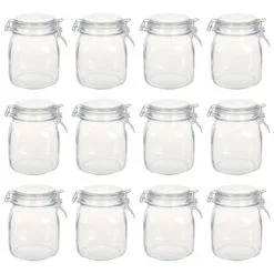 VidaXL Potten Met Sluiting 12 St 1 L Glas