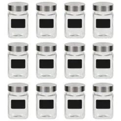 VidaXL Opbergpotten Met Stickers 12 St 300 Ml