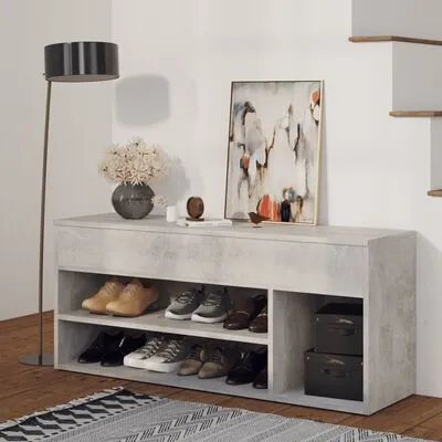 VidaXL Shoenenbank 105x30x45 Cm Spaanplaat Betongrijs - Afbeelding 2