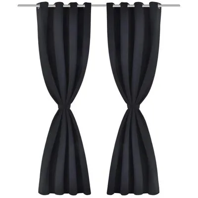 VIDAXL Gordijnen Met Metalen Ringen 135 X 245 Cm 2 Stuks (zwart) - Afbeelding 2