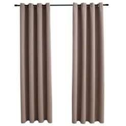 VidaXL Gordijn Verduisterend Met Metalen Ringen 2 St 140x175 Cm Taupe