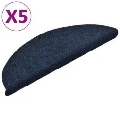 VidaXL Trapmatten Zelfklevend 5 St 56x17x3 Cm Naaldvilt Marineblauw