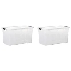 VidaXL Opbergboxen 2 St Met Deksels 80 L Transparant