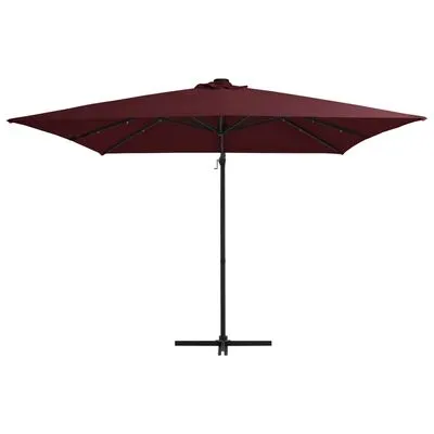 VidaXL Zweefparasol Met LED-verlichting 250x250 Cm Bordeauxrood - Afbeelding 2