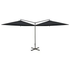 VidaXL Parasol Dubbel Met Stalen Paal 600 Cm Zwart