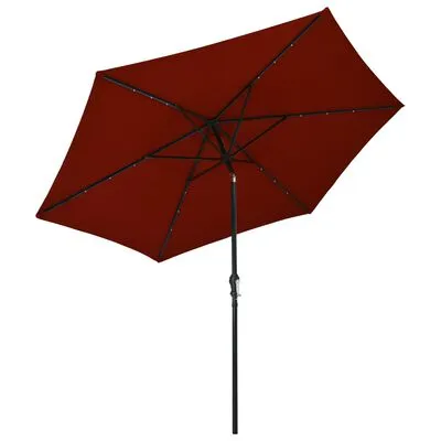 VidaXL Parasol Met LED-verlichting En Stalen Paal 300 Cm Terracotta - Afbeelding 2