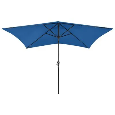 VidaXL Parasol Met LED's En Stalen Paal 2x3 M Azuurblauw - Afbeelding 2