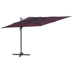 VidaXL Zweefparasol Met LED-verlichting 400x300 Cm Bordeauxrood