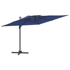 VidaXL Zweefparasol Met Dubbele Bovenkant 400x300 Cm Azuurblauw