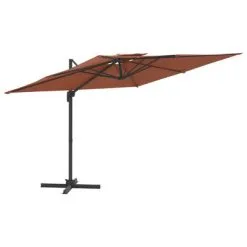 VidaXL Zweefparasol Met Dubbel Dak 400x300 Cm Terracottakleurig