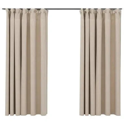 VidaXL Gordijnen Linnen-look Verduisterend Haken 2 St 140x175 Cm Beige