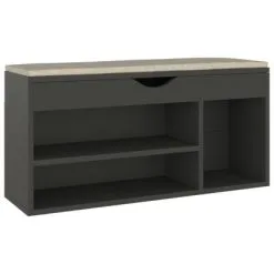 VidaXL Schoenenbank Met Kussen 104x30x49 Cm Spaanplaat Grijs