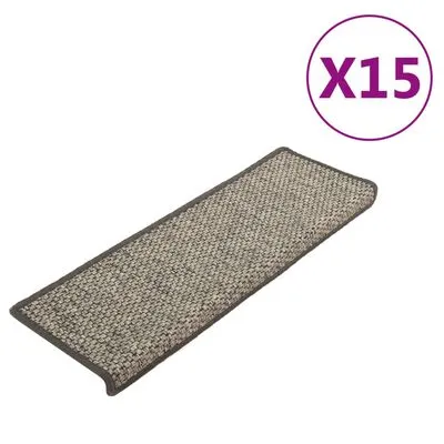 VidaXL Trapmatten Zelfklevend 15 St Sisal-look 65x25 Cm Grijs En Beige
