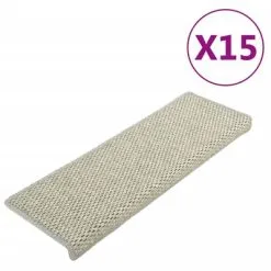VidaXL Trapmatten Zelfklevend 15 St Sisal-look 65x25 Cm Grijs