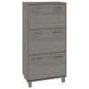 VidaXL Schoenenkast HAMAR 59,5x35x117 Cm Massief Grenenhout Lichtgrijs