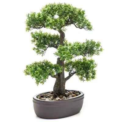 Emerald Kunstplant In Bruine Pot Ficus Minibonsai 43 Cm - Afbeelding 2