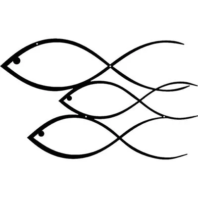 Homemania Wanddecoratie Vissen 50x30 Cm Staal Zwart