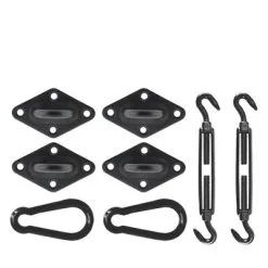 Livin' Outdoor Livin'outdoor Bevestigingsset Vierkant Schaduwdoek Zwart