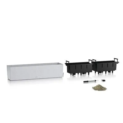 LECHUZA Plantenbak BALCONERA Stone 80 ALL-IN-ONE Kwartswit - Afbeelding 2