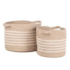 KidsDepot 2-delige Mandenset Eran Katoentouw Beige