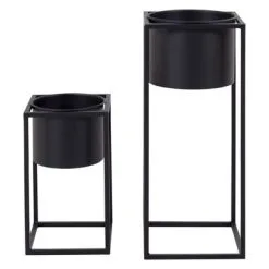 House Nordic 2-delige Bloempottenset Lena Zwart
