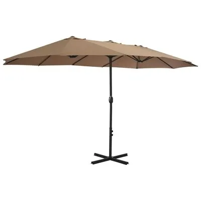 VidaXL Parasol Met Aluminium Paal 460x270 Cm Taupe - Afbeelding 2