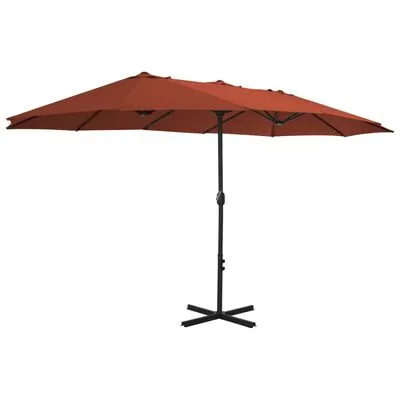 VidaXL Parasol Met Aluminium Paal 460x270 Cm Terracotta - Afbeelding 2