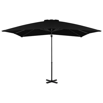 VidaXL Zweefparasol Met Aluminium Paal 250x250 Cm Zwart - Afbeelding 2