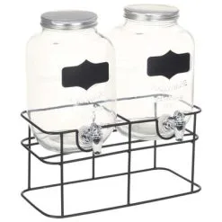 VidaXL Drankdispensers 2 St Met Standaard 2 X 4 L Glas