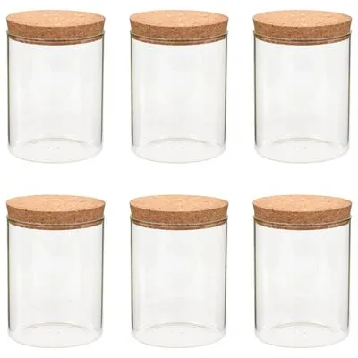 VidaXL Opbergpotten Met Kurken Deksel 6 St 650 Ml Glas
