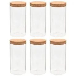 VidaXL Opbergpotten Met Kurken Deksel 6 St 1100 Ml Glas