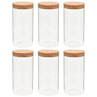 VidaXL Opbergpotten Met Kurken Deksel 6 St 1400 Ml Glas