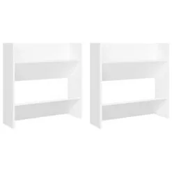 VidaXL Wandschoenenkasten 2 St 60x18x60 Cm Bewerkt Hout Wit